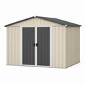 Abri de jardin 300 x 240 cm en acier beige anthracite à double porte