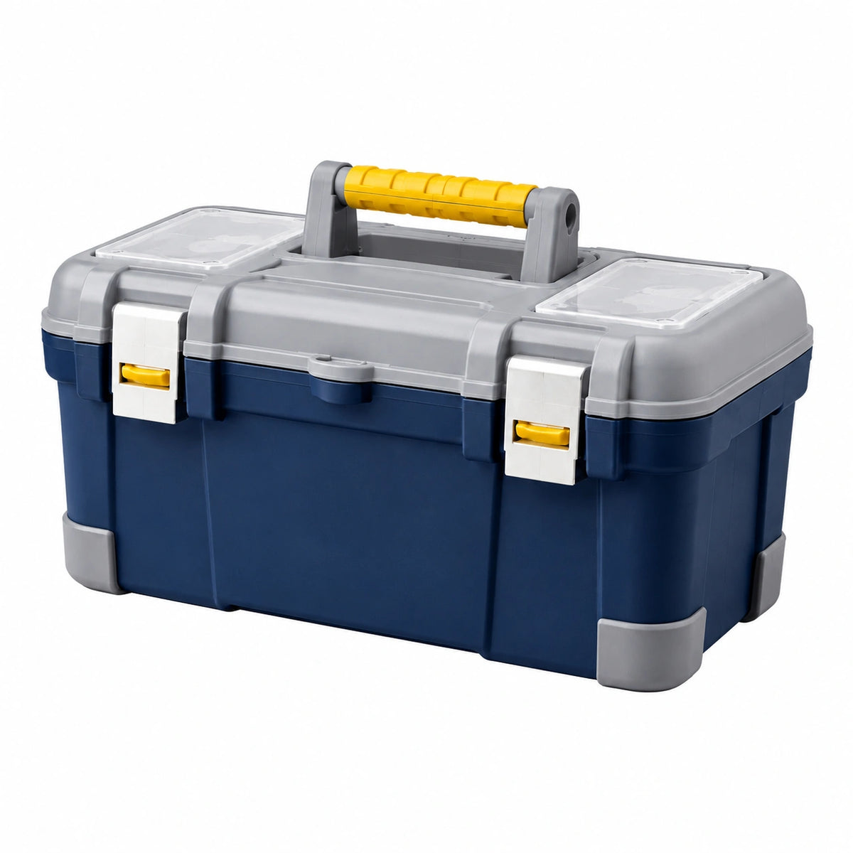 Boîte à outils 58 x 30 x 28 cm en plastique bleu gris avec poignée de transport