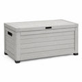Coffre de rangement extérieur 120 x 60 x 65 cm en résine gris effet bois avec couvercle