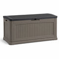 Coffre de rangement extérieur 120 x 56 x 63 cm en polypropylène taupe avec couvercle