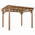 Pergola 400 x 300 x 240 cm en bois brun structure ajourée pour terrasse