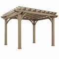 Pergola de jardin 300 x 300 x 240 cm en bois taupe style classique à lames ajourées
