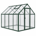 Serre de jardin 190 x 190 x 195 cm aluminium et polycarbonate vert avec porte battante