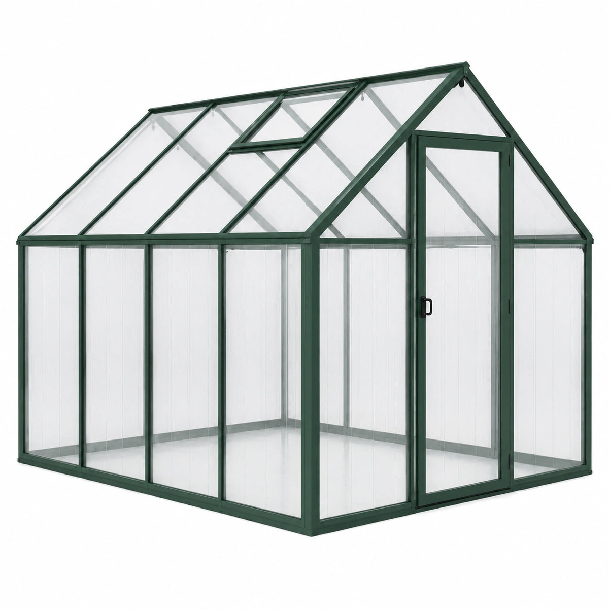 Serre de jardin 190 x 190 x 195 cm aluminium et polycarbonate vert avec porte battante