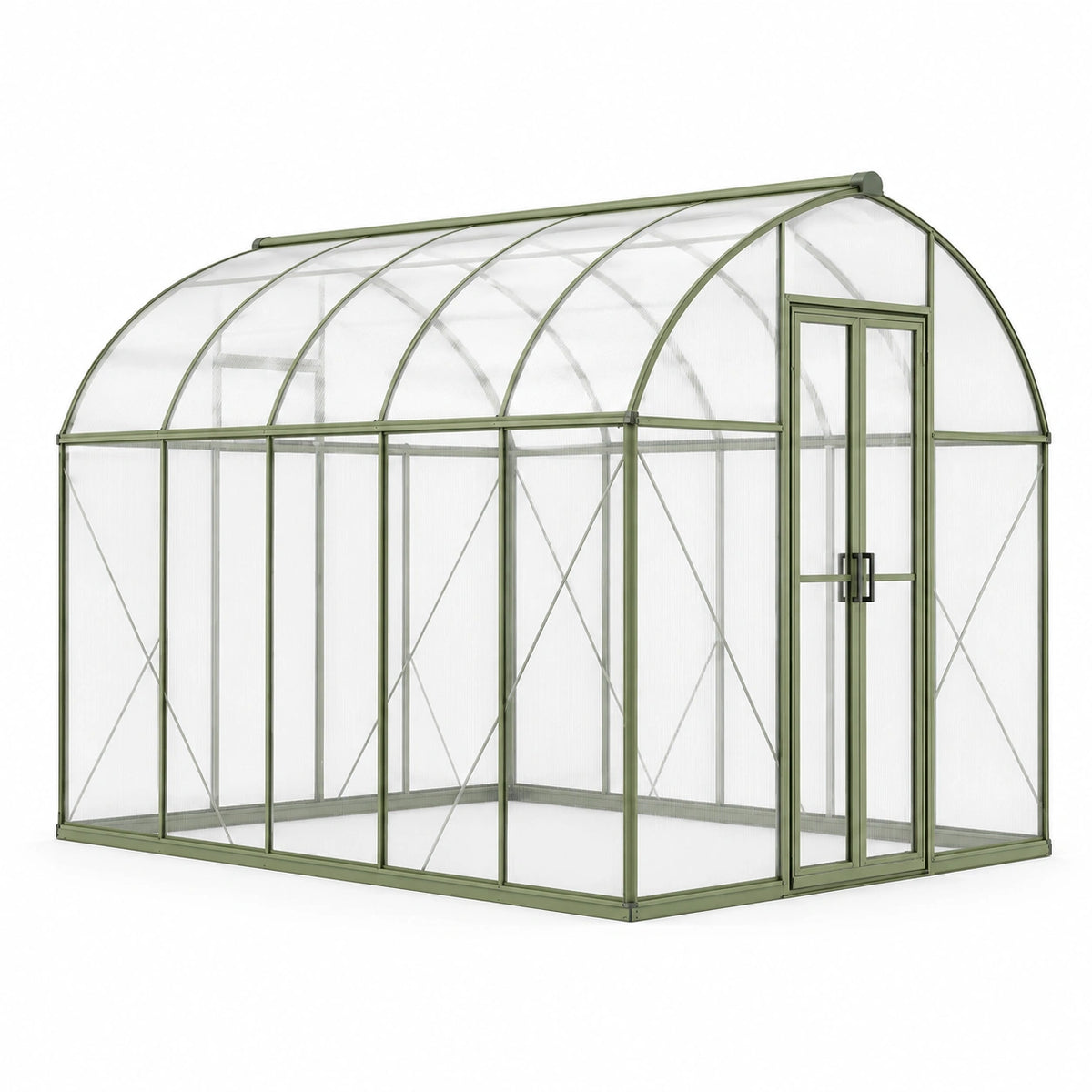 Serre de jardin 300 x 190 x 200 cm en aluminium vert avec panneaux transparents et porte double