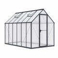 Serre de jardin 190 x 190 x 195 cm en aluminium noir et polycarbonate avec porte et lucarnes