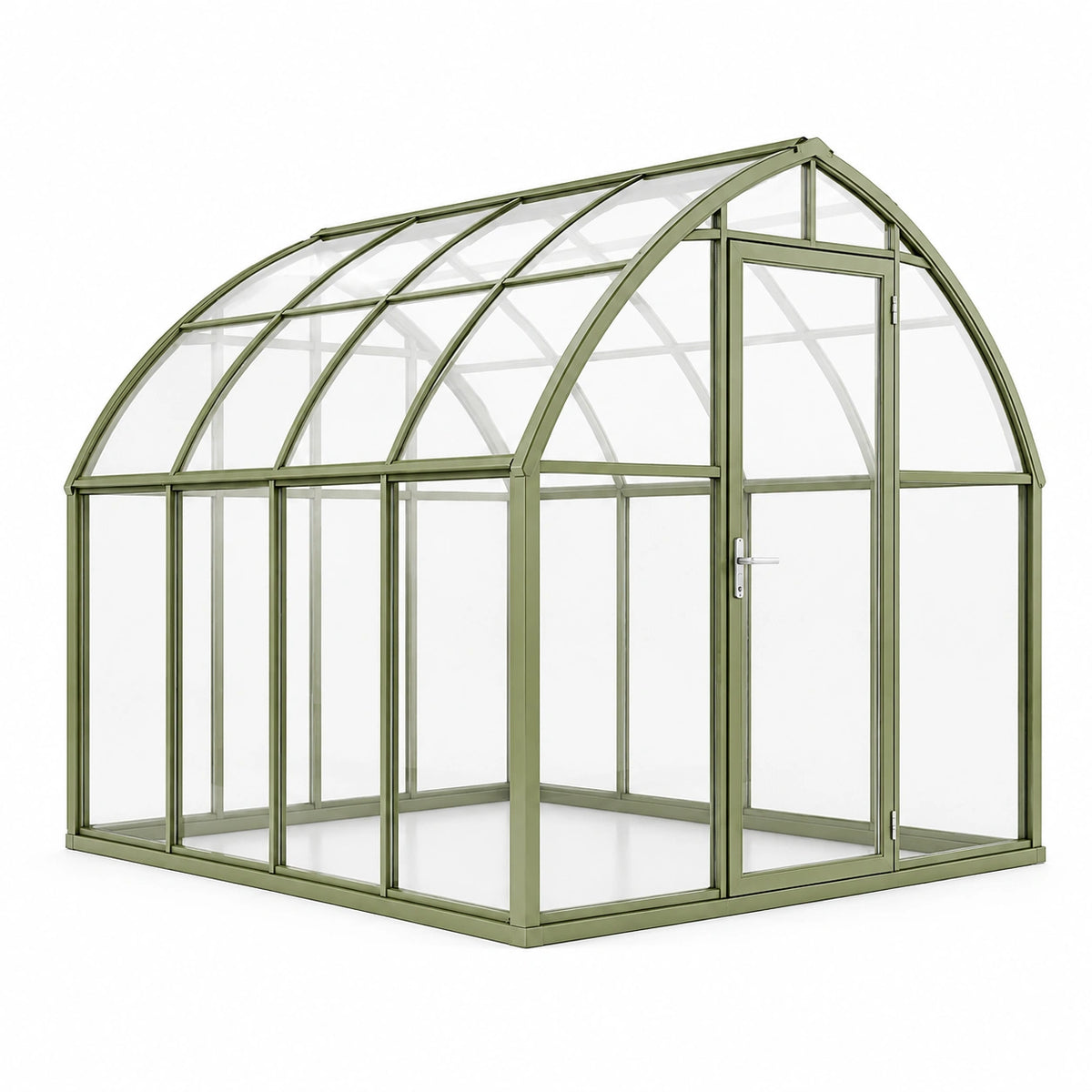 Serre de jardin 240 x 190 x 220 cm aluminium vert à toit arqué avec porte
