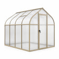 Serre de jardin 190 x 190 x 195 cm aluminium beige polycarbonate translucide avec porte battante