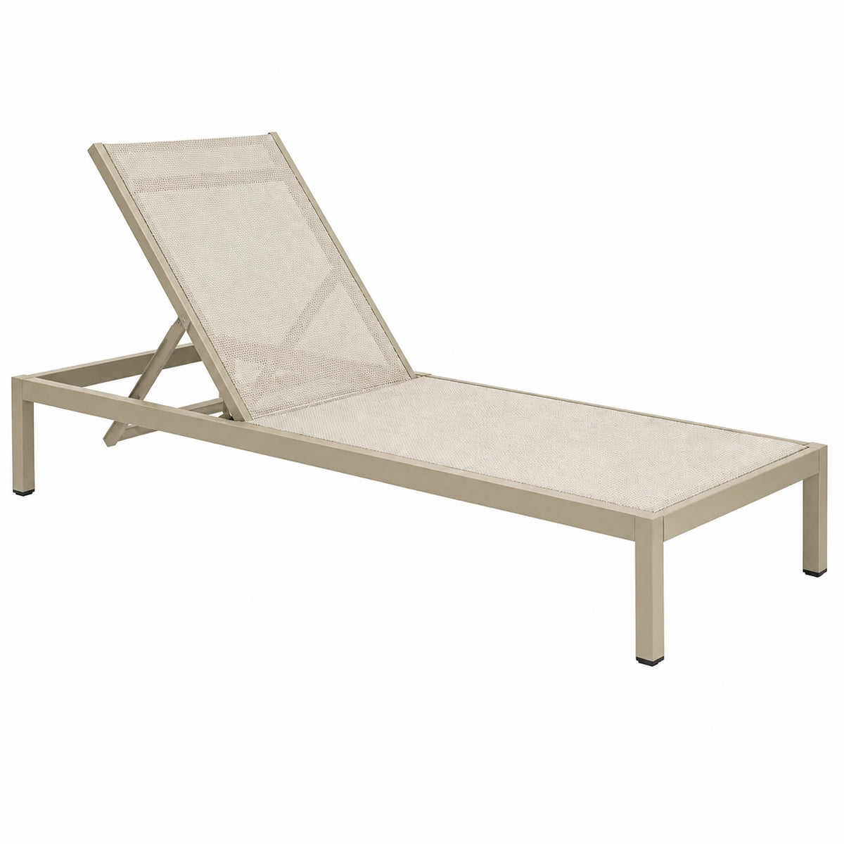 Bain de soleil 200 x 65 cm aluminium beige dossier inclinable extérieur