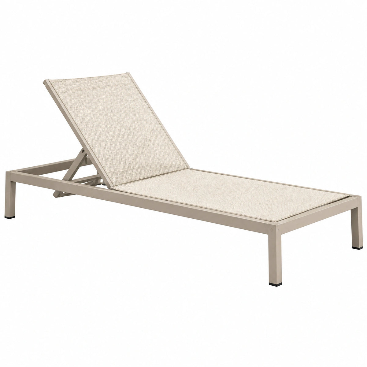 Bain de soleil 200 x 65 cm en métal beige à dossier réglable pour extérieur