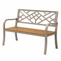 Banc de jardin 127 x 63 x 91 cm en métal et bois taupe/marron style contemporain