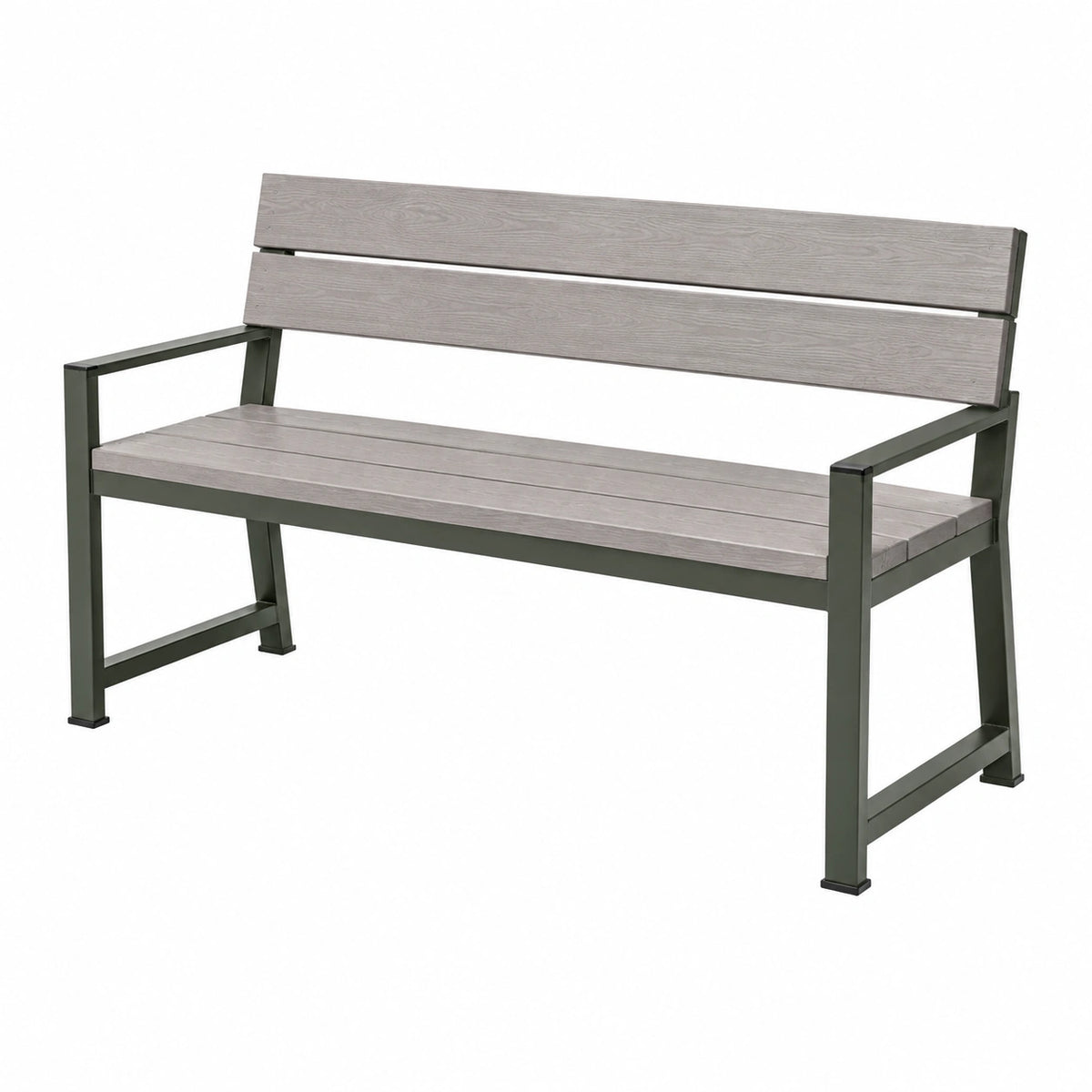 Banc de jardin 122 x 62 x 88 cm en métal et composite gris style moderne