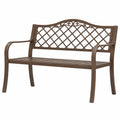 Banc de jardin 122 x 61 x 92 cm en métal brun à dossier treillis classique